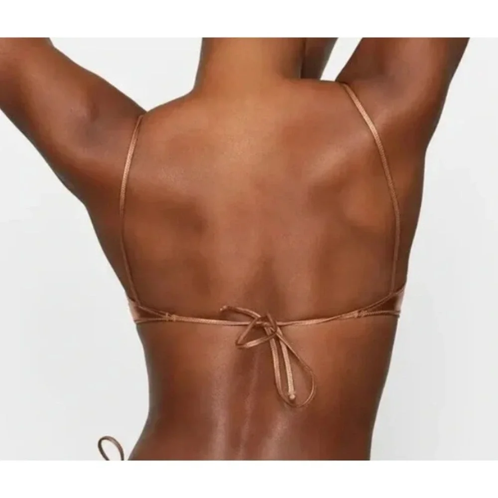 Skims Metallic Swim Micro Scoop Bikini Top - Penny - Large‎